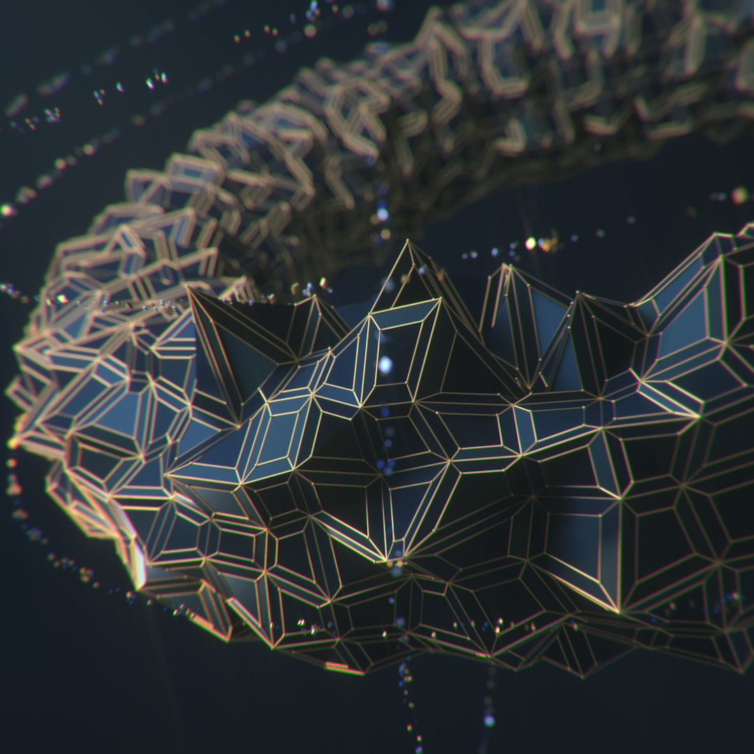 Altered tv logo, CG 3D render of logo lights reflected in water